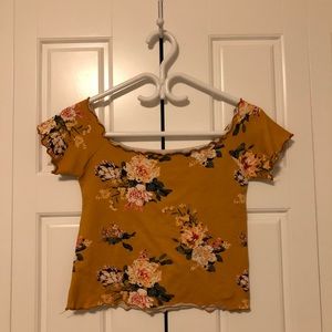 Mustard Floral Crop Top 🌼